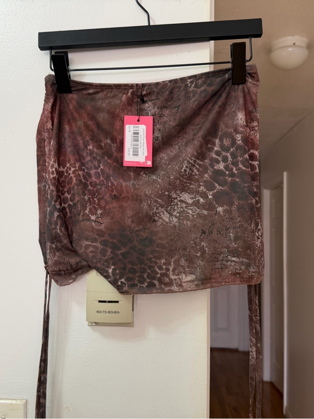 Edikted Brown Leopard-Print Mesh Mini Skirt